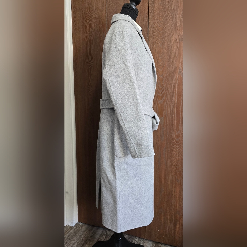 Gray Women's Belted Handmade Wool Coat - Picture 10 of 10